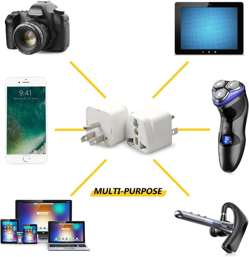 8 Pack Universal Adapter, UK to US Adapter, Europe to US Plug Adapter, Travel Adapters, European to USA General Adapter, American Outlet Plug Adap...