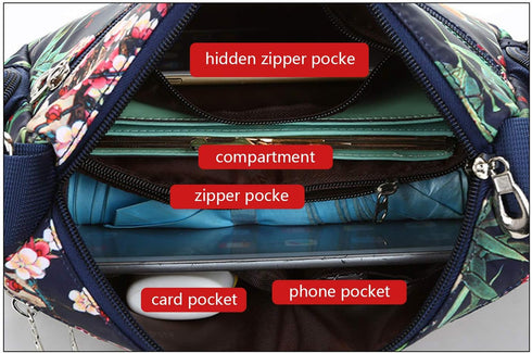 NOTAG Crossbody Bags for Women Nylon Shoulder Bag Floral Multi-Pocket Purses and Handbags...