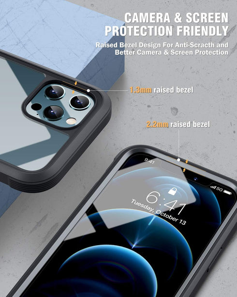 Miracase Designed for iPhone 12 Pro Max Case, Full Body Rugged Case with Built-in Touch Sensitive Anti-Scratch Screen Protector, Soft TPU Case Com...