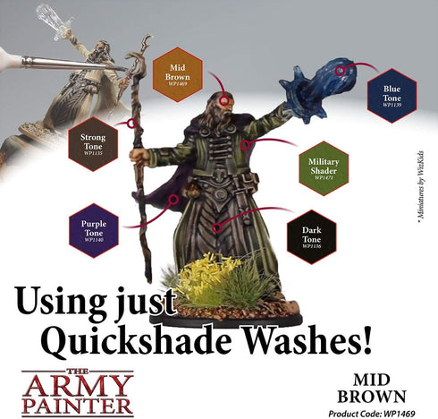 The Army Painter Mid Brown Quickshade Wash - Non-Toxic Lightly Pigmented Water Based Wash Paint for Tabletop Roleplaying, Boardgames, and Wargames...
