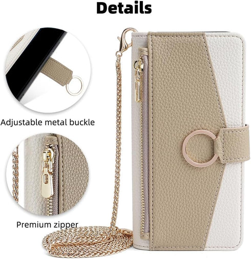 Asuwish Phone Case for iPhone 13 6.1 inch Wallet Cover with Screen Protector and Mirror Flip Cover Ring Card Holder Crossbody Strap Stand Cell iPh...