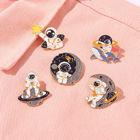 Enamel Lapel Pins Set Brooches Pin Badges Astronaut Brooch Pins for Backpacks Clothes Bags...