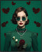 Posterizer 1 pcs-green vintage woman with butterflies collage-Retro Art-Abstract & Modern Art-Gift for Women, Fashionistas, Designer Fashion Fans-...