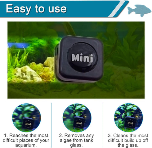 Aquarium Magnet Glass Cleaner, Magnetic Algaes Scrapers for 1/4 Inch Thick Small Glass Fish Tanks, Mini Cleaning Brush Scratch-Free Non-Slip Glass...