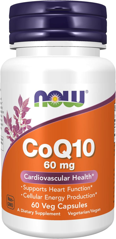 NOW Supplements, CoQ10 60 mg, Pharmaceutical Grade, All-Trans Form of CoQ10 Produced by Fermentation, 60 Veg Capsules...