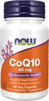 NOW Supplements, CoQ10 60 mg, Pharmaceutical Grade, All-Trans Form of CoQ10 Produced by Fermentation, 60 Veg Capsules...