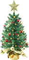 24 Inch Tabletop Mini Christmas Tree, Miniature Pine Christmas Tree with Hanging Ornaments, Battery Operated Artificial Xmas Tree, Best DIY Christ...