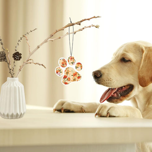 12 Pack Car Air Freshener Dog Paw Shape Hanging Incense Chips Car Rearview Mirror Pendant Cute Pet Odor Eliminating Air Freshener for Car, Mixed S...