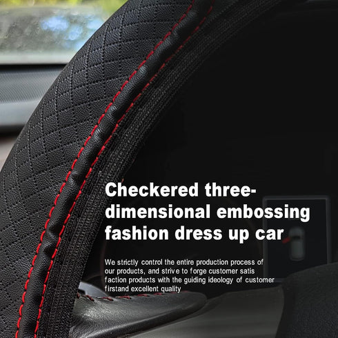 Microfiber Leather Steering Wheel Cover, Steering Wheel Covers with Anti Slip Grip Handle Improves Control, Universal Fit for Most Car Truck SUV, ...