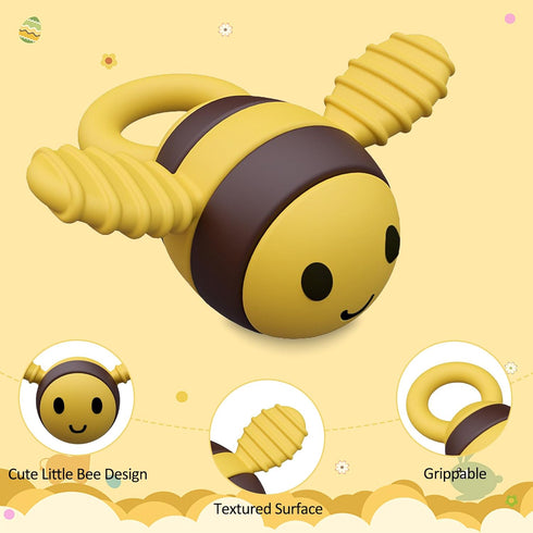 Baby Silicone Teether Toy,Baby Teething Toys for 18 Months Boys Girls Babies, Cute Bee Shape BPA-Free Silicone Baby Chew Toys for Sensory Explorat...