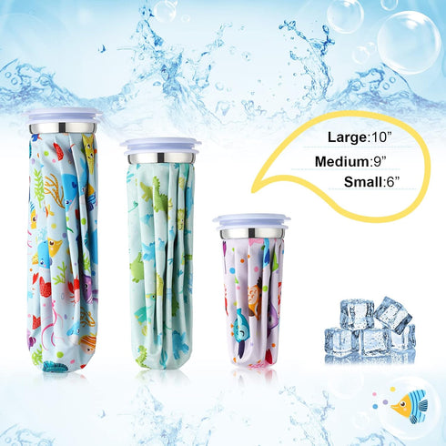 Nuanchu 3 Pieces Ice Bags for Injuries Reusable Ice Pack Hot Cold Water Bag 6 Inches, 9 Inches, 10 Inches Hot Cold Therapy and Pain Relief Pain Sc...