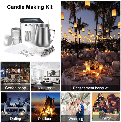 DINGPAI Candle Making Supplies, DIY Candles Craft Tools Including Candle Make Pouring Pot, Candle Wicks, Candle Wicks Sticker, 3-Hole Candle Wicks...