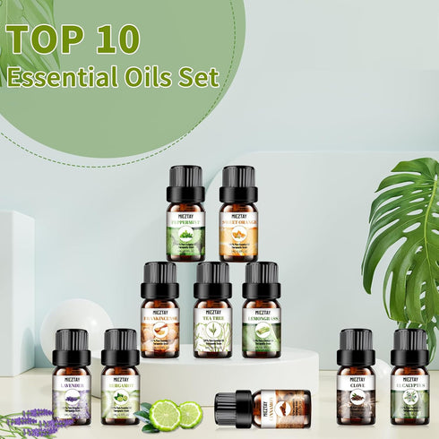 Essential Oils Set - 10x5ML Premium Essential Oil Kit for Candle Making, Diffusers, Massages, Aromatherapy, Skin Care - Lavender, Eucalyptus, Pepp...