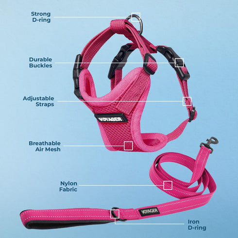Voyager Step-in Lock Dog Harness w Reflective Dog Leash Combo Set with Neoprene Handle 5ft - Supports Small, Medium and Large Breed Puppies/Cats b...