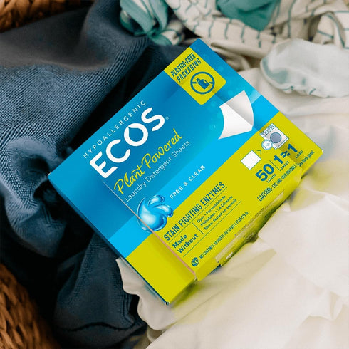 ECOS Laundry Detergent Sheets - No Plastic Jug - Vegan, No Mess & Liquid Free - Laundry Sheets in Washer - Hypoallergenic, Plant Powered Laundry D...