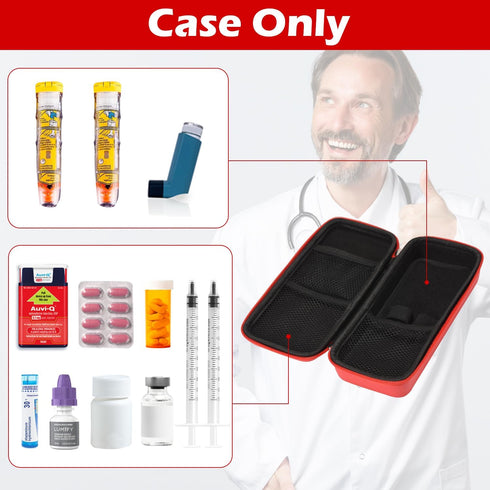 EpiPen Carry Case, Hard Emergency Medical Bag with Carabiner-for 2 EpiPens, Asthma Inhaler, Auvi-Q,Eye Drops,Anti-Histamine,Allergy Medication,Dia...