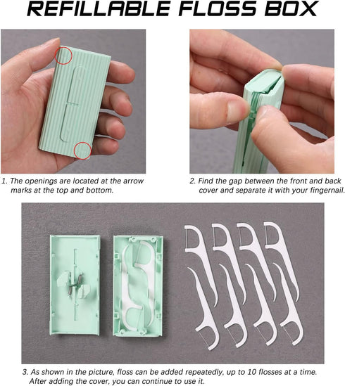 Dental Floss, 2 Pack 10 Count and 50 PCS/Box, Total Package of 70 Picks Adult Floss in Set Meal. The Perfect Portable Flossing Travel Set for Clea...