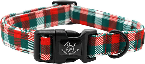 Elegant little tail Christmas Dog Collar, Red Pet Collar Dog Durable Plaid Dog Collars Girl or Boy Holiday Pet Gift Adjustable Dog Collar for Medi...