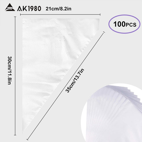 Piping Bags -100 Pack-14-Inch Disposable Cake Decorating Bags Anti-Burst Cupcake Icing Bags for all Size Tips Couplers and Baking Cookies Candy Su...