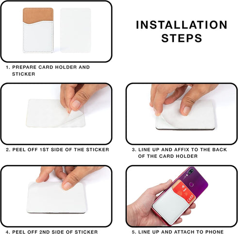 Sublimation Blanks Phone Wallet - PU Leather Card Holder for Back of Phone Stick on iPhone Android HTV Friendly DIY Blanks for Vinyl Projects (Whi...