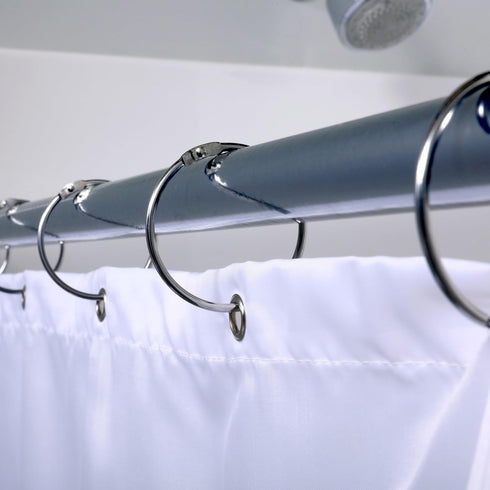 SlipX Solutions Chrome Simple Slide Shower Curtain Rings Provide Effortless Gliding on Standard Shower Rods (Rust Resistant, Snap Closure, Set of ...