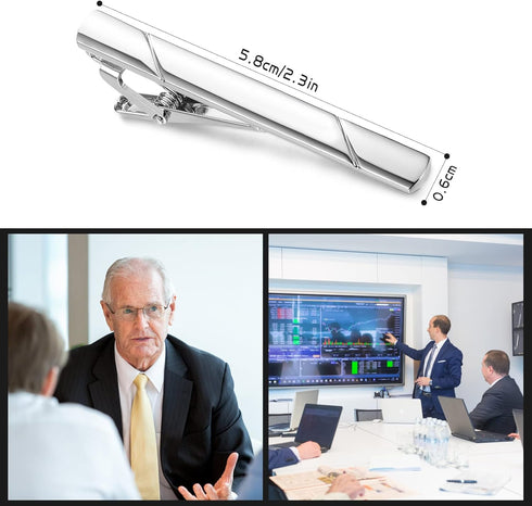 Roctee Men's Tie Clips, Neck Ties Necktie Tie Pins Clasp Tacks for Men with Gold Silver Black 3 Tone, Slim Tie Clip Accessories for Business Weddi...