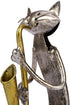 Too-arts A Playing Saxophone Cat Metal Sculpture Iron Statue Handwork Handicrafts, 3 Funny Design...