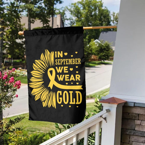 Childhood Cancer Awareness Month In September We Wear Gold Flag Double Sided Garden Flags Welcome Banner Decoration For Wedding Party Yard 12x18 I...