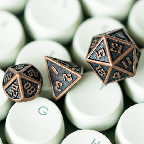 UDIXI 10mm Mini Metal DND Dice Set, 7-Die Small Metal Dice Portable Tiny Polyhedral RPG Dice for D&D Dungeons and Dragons Role Playing Games (Copp...