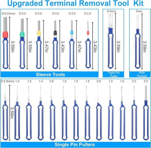 41Pcs Terminal Removal Tool Kit, Upgraded Blue Pin Removal Tool Kit, Electrical Connector Pin Removal Tool Kit, Pin Extractor Tool Set, Wire Termi...