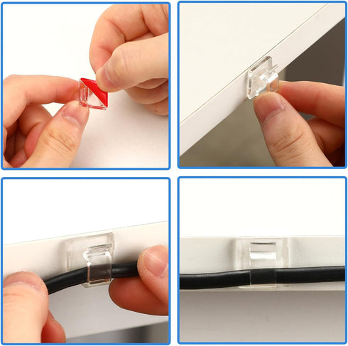 80 PCS Adhesive Cable Clips Christmas Clear Light Strip Mounting Clips Led Light Wire Holder Cable Clamp Organizer for Desk Outdoor Wall Cable...