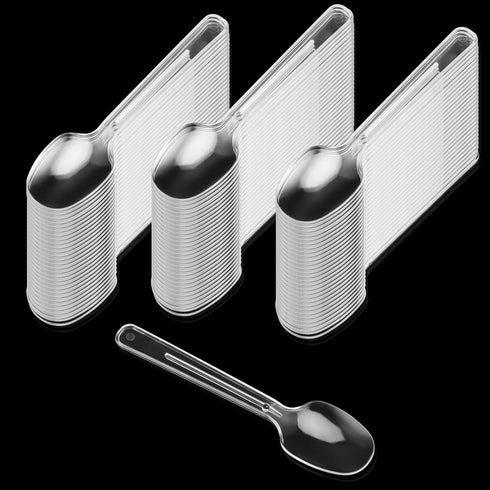 200 Pack 4 Inch Clear Plastic Spoons, Mini Dessert Spoons, Transparent Small Plastic Teaspoon Tableware for Kitchen, Party, Dessert Station...