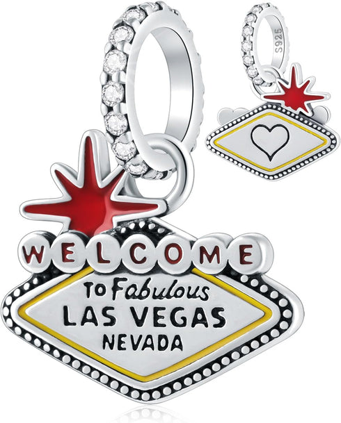 I Love Travel Theme Charm-925 Sterling Silver Airplane, Peace Bus, Train Express, France Effiel Tower Pendant Beads, fits European Holiday Charms ...