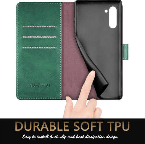 SUANPOT for Samsung Galaxy Note 10 6.3" with RFID Blocking Leather Wallet case Credit Card Holder, Flip Folio Book Cell Phone case Cover for Women...