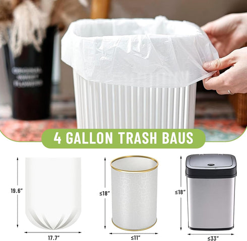 Small Trash Bags 4 Gallon, 100 Count Small Garbage Bags Bathroom Trash Bags White Trash Bags Trash Can Liners Mini Trash Bags Trash Bags Unscented...