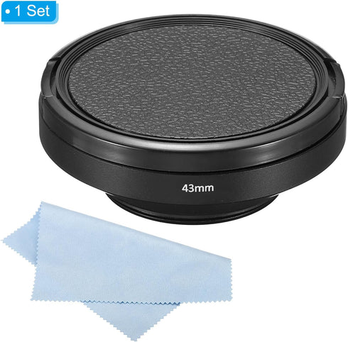PATIKIL 43mm Lens Hood, Wide Angle Matte Surface Anti-reflective Inside Hood with Cap and Cleaning Cloth for Camera Lens, Black for Nikon, for Fuj...
