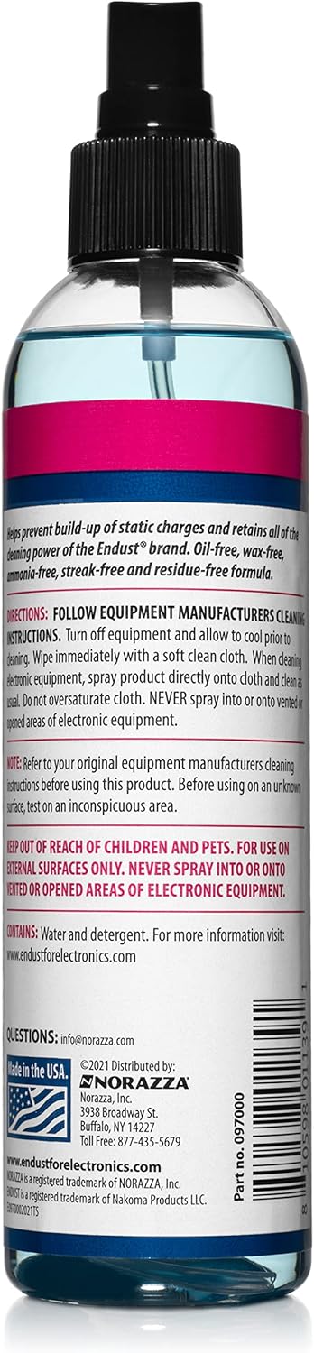 Endust for Electronics; Anti-Static, Screen & Multi-Surface Cleaner Pump Spray; Alcohol Free, Ammonia Free; 8 Fl oz (097000)...