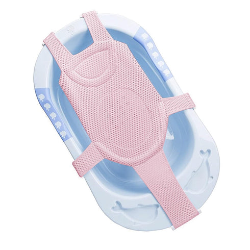 Adjustable Baby Bath Tube Support Mesh Net Soft Breathable Infants Shower Pad Newborn Bathing Mat 5-Point Anti-Slip Bathtub Seat with Sponge Cushi...