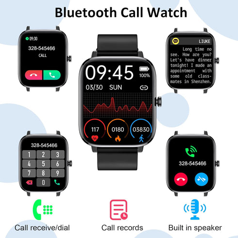 Smart Watch for iPhone/Android Phones (Answer/Make Calls) - 1.69" HD Screen Fitness Tracker : Heart Rate/Sleep/Blood Oxygen/Steps, Multiple Sports...