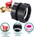 275-330 Gallon IBC Tote Tank Adapter 2.36" Fine Thread, 60mm IBC Tote Fittings with Ball Valve(Lead-Free),1/2" Male NPT Inlet ×3/4" Male GHT Threa...