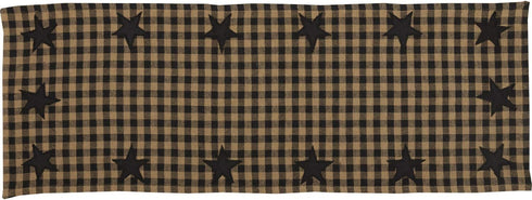 VHC Brands, Black Star, Cotton, 13x36, Woven Quilted Runner, Black...