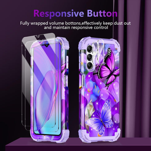 Rancase for Galaxy A15 5G Case,Three Layer Heavy Duty Shockproof Protective Case with 2 Tempered Glass Screen Protector for Samsung Galaxy A15 5G ...