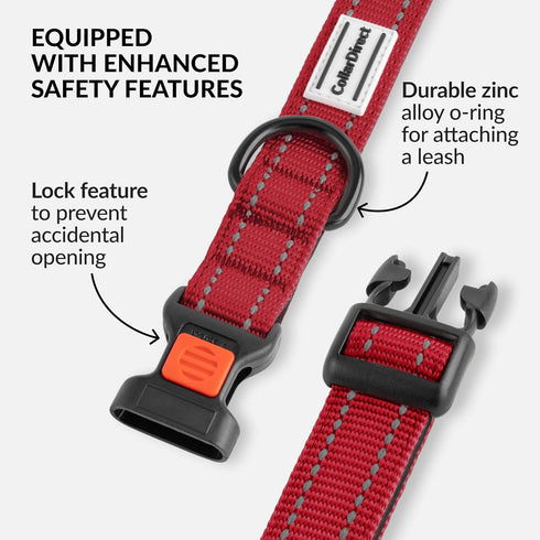CollarDirect Reflective Dog Collar for a Small, Medium, Large Dog or Puppy with a Quick Release Buckle - Boy and Girl - Nylon Suitable for Swimmin...