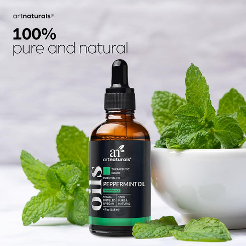 artnaturals Peppermint Essential Oil (4.0 Fl Oz / 118ml) - 100% Pure Undiluted Premium Therapeutic Grade Mentha Peperita - Fresh Mint for Hair Gro...