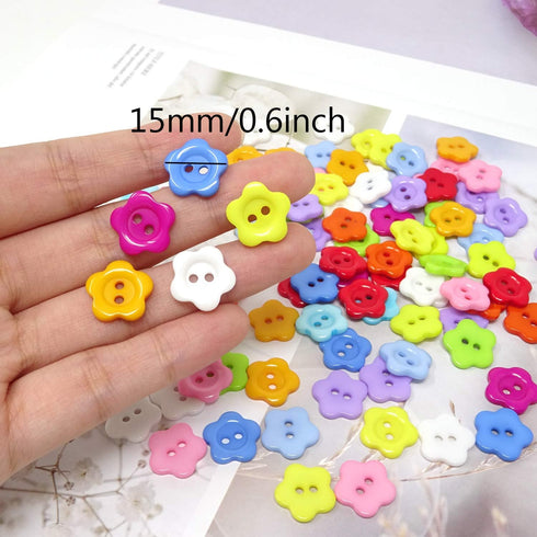 Honbay 100PCS Resin Flower Buttons 2 Holes Buttons Plastic Flower Sewing Buttons Decorative Buttons for Skirts, Gloves, Sweaters, Shirts, Hats, Sc...