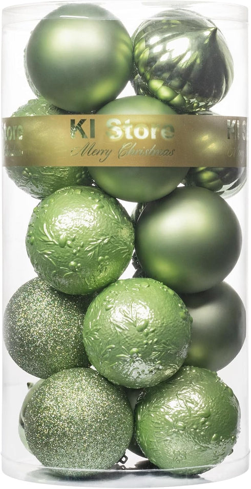 KI Store Light Green Christmas Balls 20pcs 3.15-Inch Christmas Tree Decoration Ornaments for Xmas Tree Holiday Wreath Garland Decor Ornaments Hook...