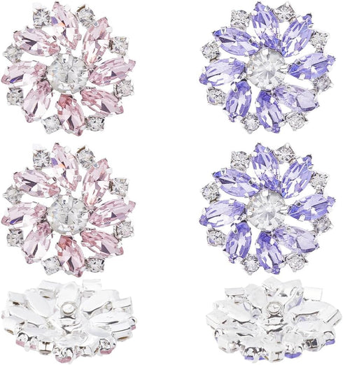 GORGECRAFT 8Pcs Crystal Snowflake Buttons Light Purple&Light Pink Rhinestone Buttons 1-Hole Brass Shank Buttons Embellishments Sew On Clothing But...