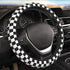 Black and White Checkered Steering Wheel Cover Rubber Anti-Slip 14.5-15 Inch Universal Steering Wheel Cover with 2 Pieces Car Coasters Suitable fo...