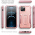 ExoGuard for iPhone 12 Case, Compatible with iPhone 12 Pro, Rubber Shockproof Full-Body Cover with Built-in Screen Protector and Kickstand - Pink...