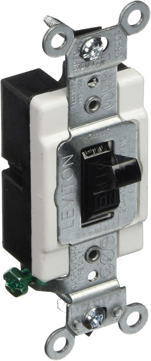 Leviton CS120-2E 20-Amp, 120/277-Volt, Toggle Single-Pole AC Quiet Switch, Commercial Grade, Grounding, Black......